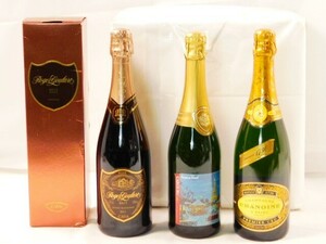 Y608★古酒/シャンパン/スパークリングワイン/3本セット/CHAMPAGNE CHANOINE A REIMS FRANCE/ CABOURG BRUT VIN MOUSSEUX/他/送料870円～
