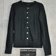 [結衣]300-24A006☆美品☆Laura Ashley ローラ アシュレイ 15000円スパンコールカーディガン XS 黒_画像1