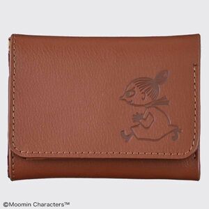 yy 120 Moomin RICH BROWN cow leather three folding compact purse postage 300 jpy 