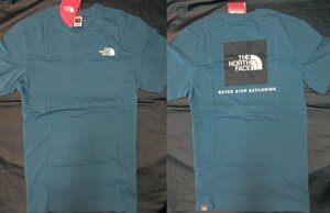 本物正規◆ノースフェイス◆Tシャツ RED NSE ボックス ロゴ MALLARD BLUE■S■新品■アメリカ限定/F71