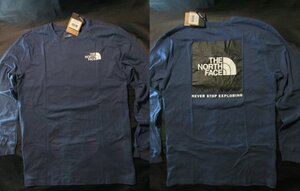 本物正規◆ノースフェイス◆長袖Tシャツ ボックスロゴ BOX NSE■L■紺 系 SHADY BLUE■新品■アメリカ限定/MPF