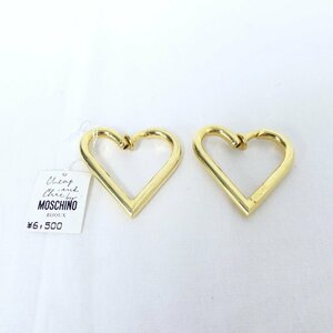 【送料無料】 モスキーノ MOSCHINO ハート 大きめ ゴールドカラー イヤリング アクセサリー 未使用品 /2403C