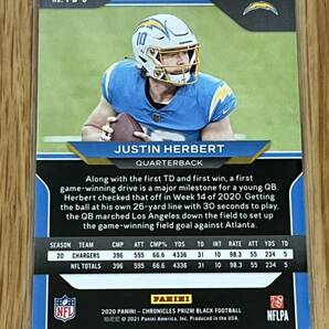 2020 Panini Chronicles Prizm Black #PB-3 Justin Herbert RCの画像2