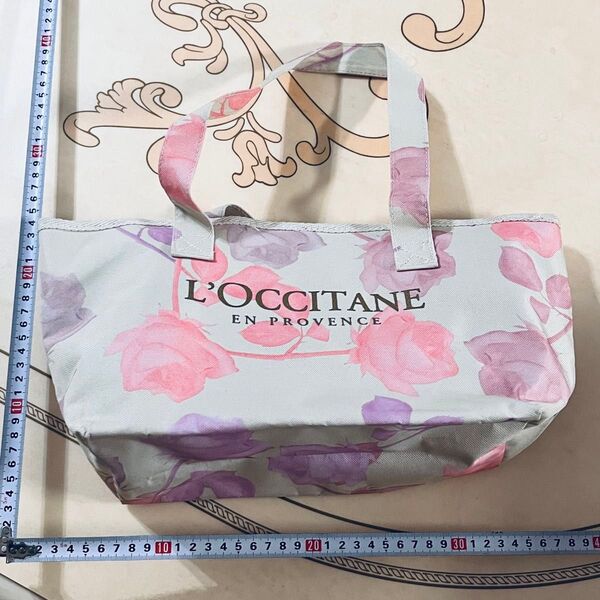 ロクシタン トートバッグ 花柄 ジッパー ナイロン製