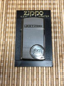 SLIM ZIPPO スリムジッポー LUCKY STRIKE ラッキーストライク メタル付正規品　1997年製　未使用　送料無料