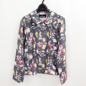 2000 tricot COMME des GARCONS FLORAL TUCK SHIRT JACKET トリコ コムデギャルソン フラワー タック シャツ ジャケット 丸襟 丸衿