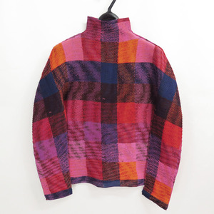 2010 me ISSEY MIYAKE PLAID PLEATED TOP ミー イッセイミヤケ プラッド チェック プリーツ トップ カットソー