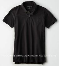 〓アメリカンイーグル/US XL/AE Solid Logo Brushed Pique ポロ/Black_画像1