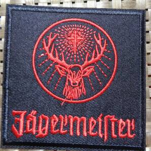 黒赤（正方形）◆新品イエーガーマイスター Jagermeister ドイツ リキュール  刺繍ワッペン（パッチ）◆ 鹿 十字架 ■ 洋服・衣類DIYの画像3