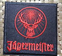 黒赤（正方形）◆新品イエーガーマイスター Jagermeister ドイツ リキュール 　刺繍ワッペン（パッチ）◆　鹿　十字架　■ 洋服・衣類DIY_画像3