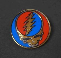  《PIN青赤GD髑髏　円形》新品『GRATEFUL DEAD グレイトフル・デッド 』 ロック Band■アメリカミュージック 音楽■金属ピンバッジ バッチ_画像3