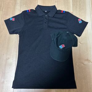 Domino's Pizza ドミノピザ　制服　ポロシャツ　半袖　帽子　キャップ　コスプレ　黒　ロゴ