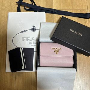 PRADA プラダ☆サフィアーノ ピンク レザー サフィアーノレザー 財布 SAFFIANO 三つ折り財布　マルチカラー　保存箱