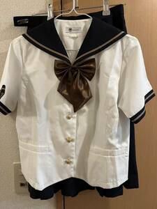 岡山県 岡山南 高校 商業 制服 女子 学生服 セーラー服 夏服 半袖 上下 リボン スカート 155A 