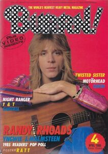 BURRN! RANDY RHOADS/TWISTED SISTER/MOTORHEAD/RAVEN/NIGHT RANGER/Y&T/GIUFFRIA//ヘヴィ・メタル・マガジン1986年4月号