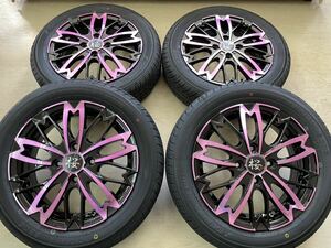 1台分限定特価！和道 桜 五分咲き14インチ4.5J+45 PCD100-4H×ヨコハマ155/65R14新品セット！日産サクラ タント N-BOX ワゴンRスマイル　