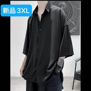 新品　レディース　半袖シャツ　トップス　ブラック　黒　3XL 4L ゆったり　ビッグシルエット　韓国風　大きいサイズ ドット　