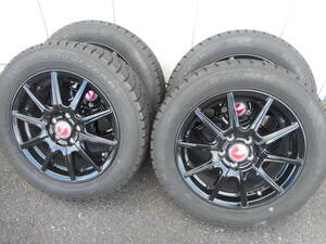 DOS アルミホイール 6J 15インチ +45 PCD100-5穴 美品 185/60R15 GOODYEAR ICENAVI6 2018年製 8～9.5分山 スタッドレスタイヤ付 4本セット