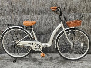 【訳ありアウトレット品】26インチ折り畳み自転車シティサイクル　シングルギア　シルバー【SK01020】