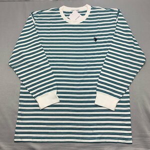 【送料無料】【新品】US.POLO.ASSN メンズ長袖Tシャツ（コットン100％） 　X3(6L～7L相当） ホワイト＊ブルーグリーン★31201