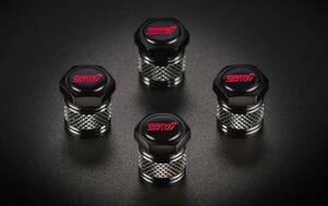 [ new goods ] Subaru STI valve cap set ( black ) aluminium shaving (formation process during milling) 4 piece set Subaru all car make conform air valve wheel SUBARU original 