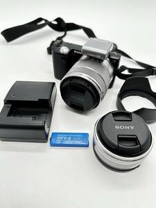 H4634　SONY　ソニー　α　NEX-5　＋　E3.5-5.6/18-55　OSS　＋　E2.8/16　通電のみ確認済み