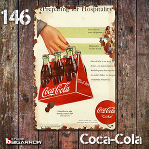146 ブリキ看板 20×30㎝ Coca-Cola コカ・コーラ ガレージ メタルプレート アメリカンインテリア 世田谷ベースの画像2