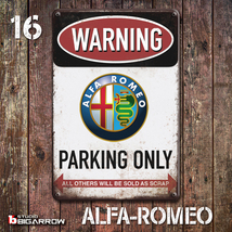 16 ブリキ看板 20×30㎝ ALFAROMEO PARKING ONLY アルファロメオ ガレージ スチール アンティーク アメリカンインテリア 世田谷ベース_画像1