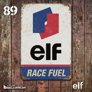 89 ブリキ看板 20×30㎝ ELF RACING FUEL エルフ モーターオイル ガレージ スチール アンティーク アメリカンインテリア 世田谷ベース