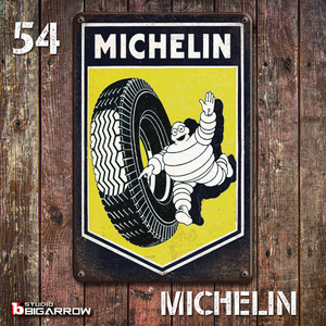 54 ブリキ看板 20×30㎝ MICHELIN ミシュラン ビバンダム ガレージ スチール アンティーク アメリカンインテリア 世田谷ベース