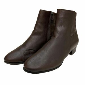 A011 fitfit Fit Fit lady's short boots 23cm Brown leather original leather side Zip 