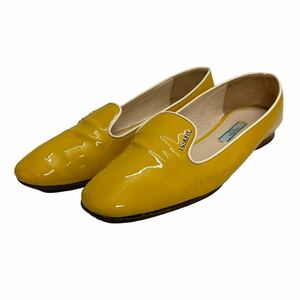 A240 PRADA Prada женский туфли-лодочки 37 примерно 23.5cm желтый эмаль 