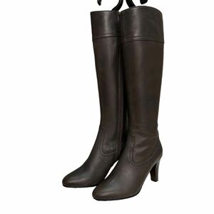 A301 DIANA Diana lady's long boots 21.5cm Brown re zha cai do Zip made in Japan 