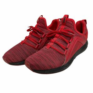 A332 PUMA プーマ MEGA NRGY KNIT メンズ スニーカー US7.5 25.5cm レッド ブラックの画像1