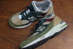 美品 New Balance (ニューバランス) M991 NTG スニーカー / US 8 1/2 D / 26.5cm / UK / グリーン カーキ エンジ ベージュ