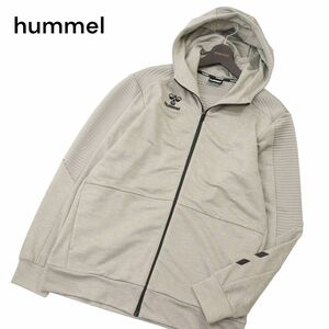 hummel ヒュンメル 通年 BEE DRY★ 吸汗速乾 切替 ジップ パーカー Sz.O　メンズ グレー 大きいサイズ サッカー フットサル　A4T02029_2#O