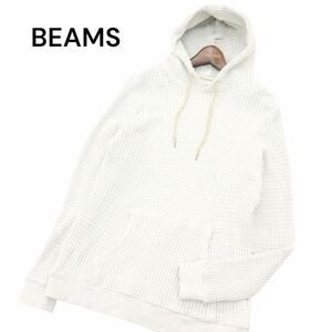 BEAMS ビームス 通年 ワッフル★ プルオーバー フーディー パーカー Sz.M　メンズ グレー　A4T01995_2#O