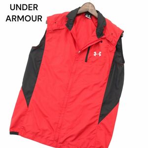 美品★ UNDER ARMOUR アンダーアーマー 通年 ロゴ ジップアップ ベスト ウインドブレーカー Sz.MD　メンズ ゴルフ　A4T01988_2#O