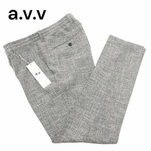 【新品 未使用】 a.v.v アーヴェヴェ 春夏 ツイード ストレッチ スマート テーパード スラックス パンツ Sz.M　メンズ　A4B00980_2#P