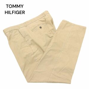 TOMMY HILFIGER トミーヒルフィガー 通年 ロゴ刺繍★ スラックス パンツ Sz.36　メンズ 大きいサイズ 特大　A4B00975_2#R