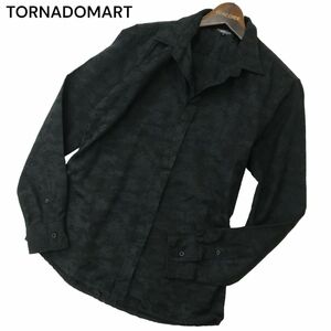 TORNADOMART トルネードマート 通年 カモフラ★ 迷彩 総柄 長袖 スリム シャツ Sz.M　メンズ 黒 日本製　A4T01948_2#C