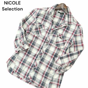 NICOLE Selection ニコル セレクション 春夏 7分袖 ワーク チェック★ シャツ Sz.46　メンズ　A4T01941_2#A