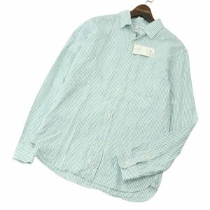 【新品 未使用】 coen コーエン 春夏 麻 フレンチ リネン★ 長袖 ストライプ シャツ Sz.L　メンズ　A4T01835_2#A