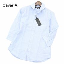 【新品 未使用】 CavariA キャバリア 春夏 麻 リネン混 7分袖 シャツ Sz.46　メンズ　A4T01980_2#A_画像1