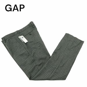 【新品 未使用】 GAP ギャップ 通年 EXTRA SLIM FIT ストライプ スラックス パンツ Sz.91　メンズ グレー 大きいサイズ　A4B01110_2#R