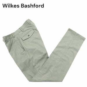 Wilkes Bashford タカキュー 秋冬 ヘリンボーン★ ストレッチ スラックス パンツ Sz.L　メンズ グレー　A4B01107_2#Q