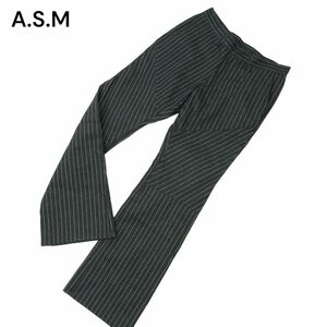 A.S.M アトリエサブ メン 通年 ストライプ★ 切替 ブーツカット スラックス パンツ Sz.50　メンズ 日本製 ASM　A4B01095_2#R