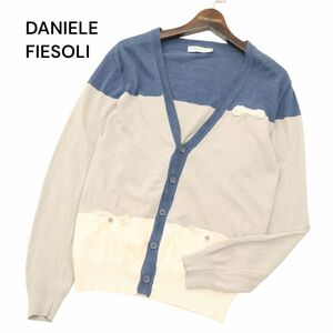 イタリア製★ DANIELE FIESOLI ダニエレフィエゾーリ 切替 Vネック コットン ニット カーディガン Sz.S　メンズ　A4T02057_2#M