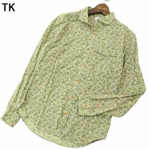 TK Takeo Kikuchi through year floral print flower total pattern * long sleeve work shirt Sz.2 men's A4T02239_3#C