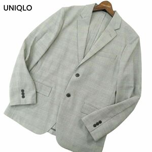 UNIQLO ユニクロ 通年 感動ジャケット★ SLIM FIT グレンチェック テーラード ジャケット Sz.L　メンズ グレー　A4T02233_3#O